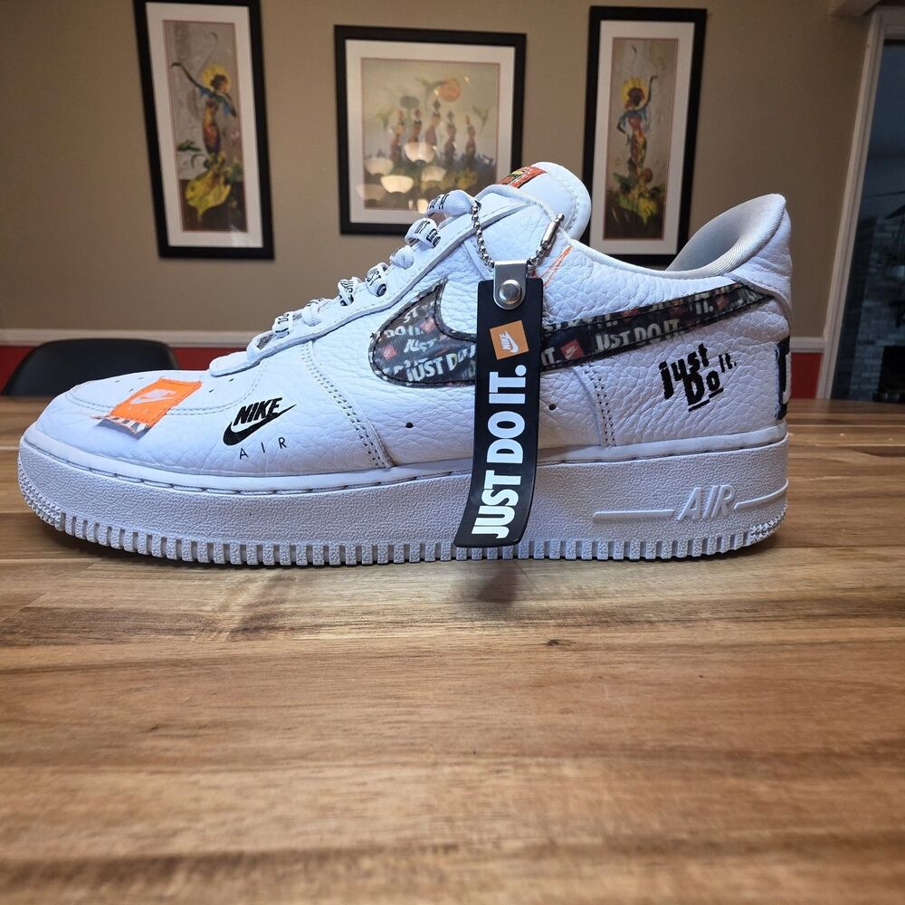 Nike Air Force 1 Low Just Do It Men’s 9.5 White Orange Black AQ3774-100